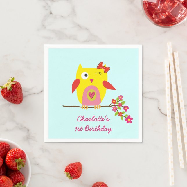 Niedlich Gelbpinke, gelbe Blume Personalisiert Geb Serviette (Beispiel)