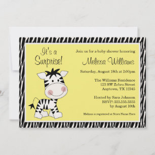 Niedlich-Gelbzebra-Gender-Neutral-Babydusche Einladung