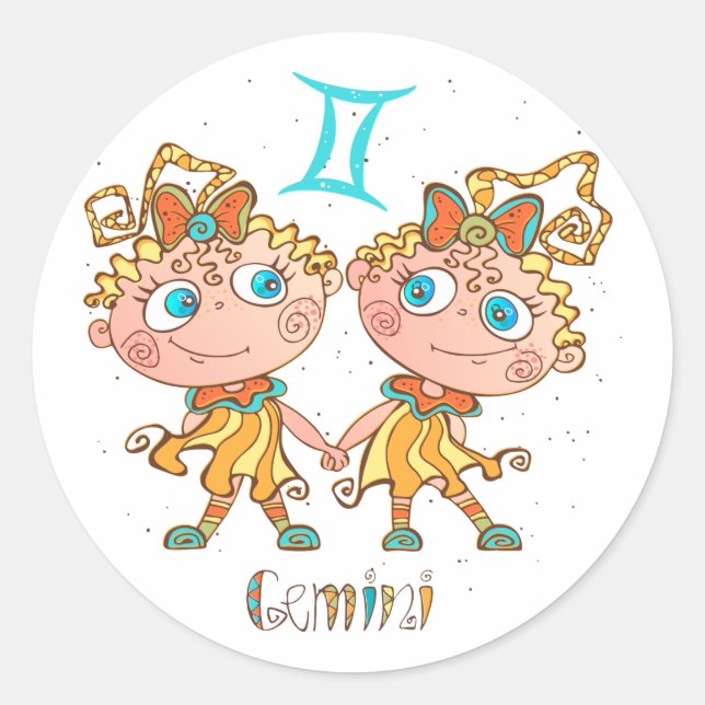 Niedlich Gemini Twins Runder Aufkleber (Vorderseite)