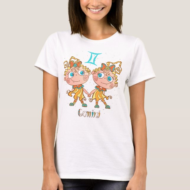 Niedlich Gemini Twins T-Shirt (Vorderseite)