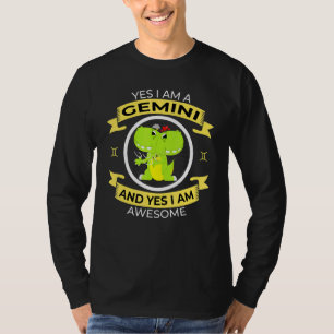 Niedlich Gemini Zodiac Sign Astrologie T Rex Dinos T-Shirt