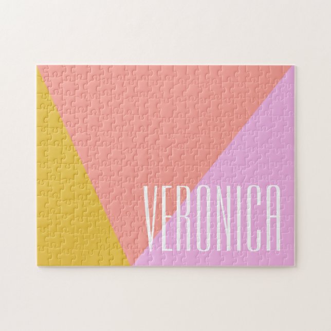 Niedlich geometrischer Farbblock Korallenrosa Pers (Horizontal)