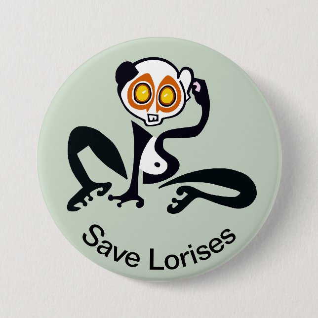 Niedlich Gerettet LORISES - Gefährdete Tiergrafik  Button (Vorderseite)