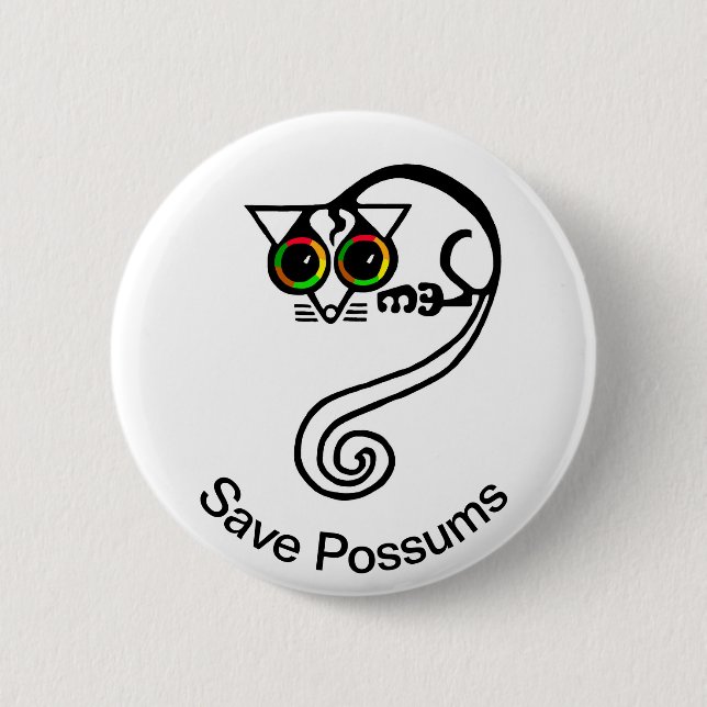 Niedlich Gerettet POSSUMS - gefährdete Tiergrafik  Button (Vorderseite)