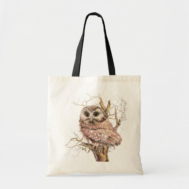 Niedlich gesägtes Weißes Owl, Bird Tragetasche (Vorne)