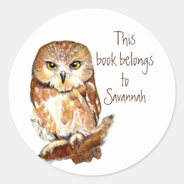 Niedlich gesägtes, weißes Owl Buchungsplatte für W Runder Aufkleber (Vorderseite)