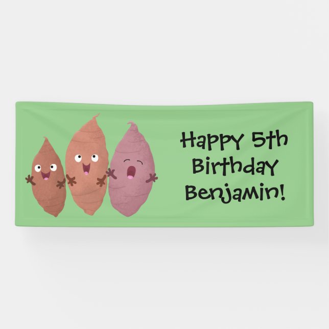 Niedlich gesang Süßkartoffeln Cartoon Gemüse Banner (Horizontal)