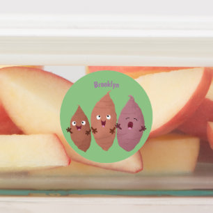 Niedlich gesang Süßkartoffeln Cartoon Gemüse Etiketten