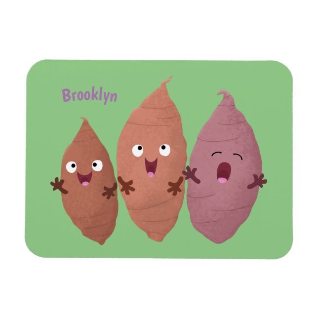 Niedlich gesang Süßkartoffeln Cartoon Gemüse Magnet (Horizontal)