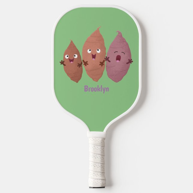 Niedlich gesang Süßkartoffeln Cartoon Gemüse Pickleball Schläger (Vorderseite)