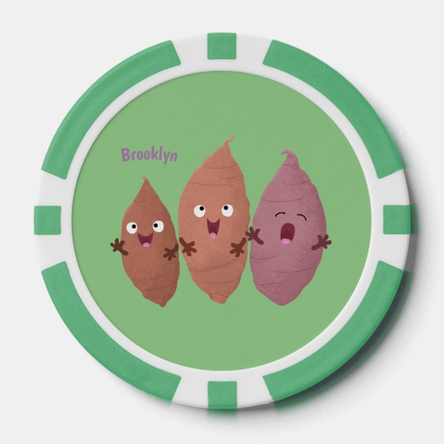 Niedlich gesang Süßkartoffeln Cartoon Gemüse Pokerchips (Vorderseite)