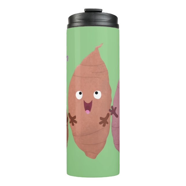 Niedlich gesang Süßkartoffeln Cartoon Gemüse Thermosbecher (Vorderseite)