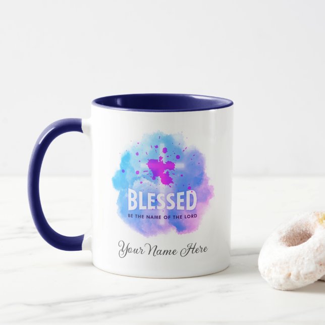 Niedlich gesegnet sei der Name des Christlichen He Tasse (Mit Donut)