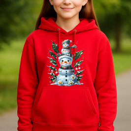 Niedlich gestapelte Snowmen Kids Hoodie Design - U