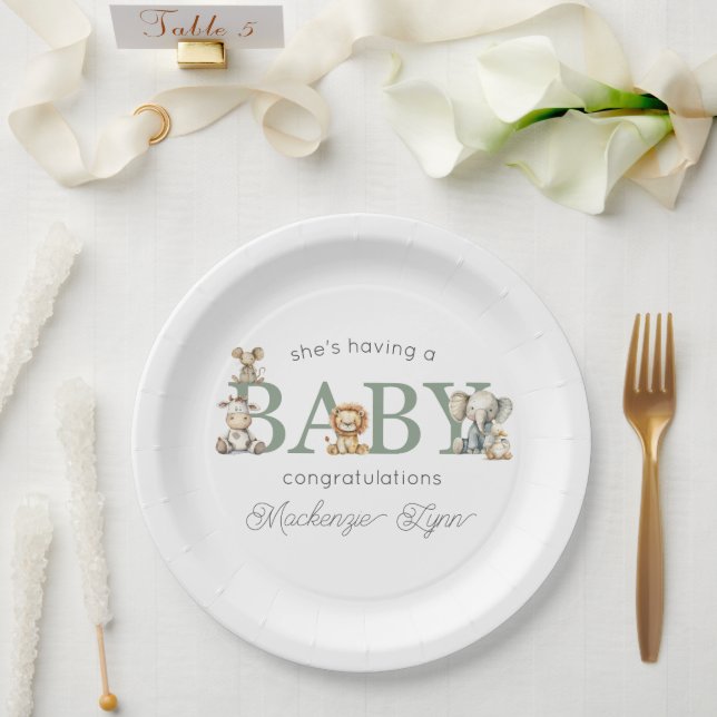 Niedlich gestopfte Tiere Geschlechtsneutrale Babyd Pappteller (Hochzeit)