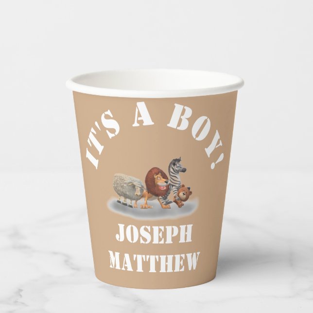 Niedlich gestopfte Tiere Pappbecher (Vorderseite)