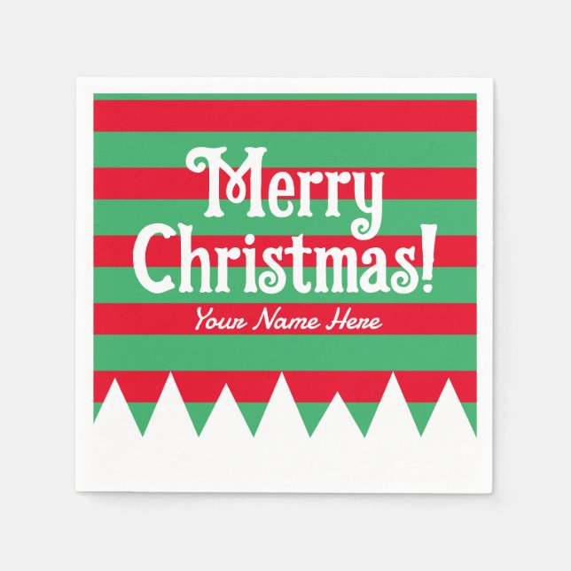 Niedlich gestreifter Elf-Anzug Weihnachts-Party Serviette (Vorderseite)