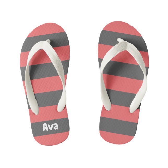 Niedlich gestrichelte Graue und rosa Muster Kinderbadesandalen (Fußbett)