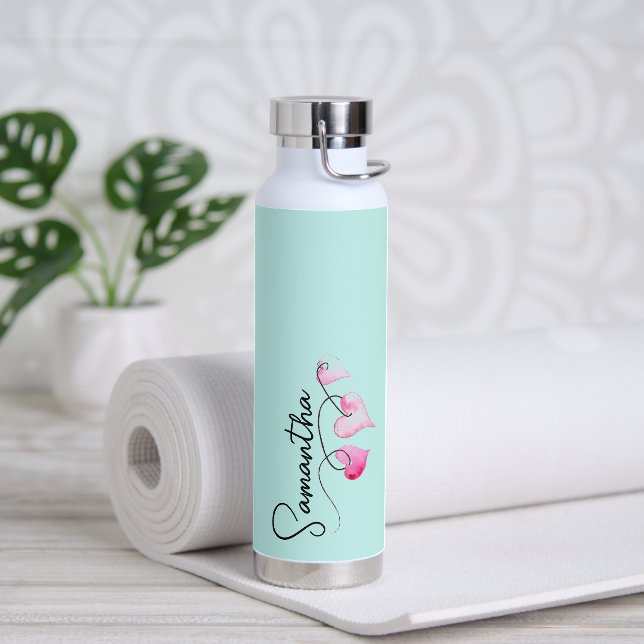 Niedlich gestrichene Herzen Personalisiert Trinkflasche (Yoga)