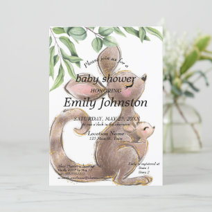 Niedlich gestrichene Kangaroo Gender Neutral Baby  Einladung