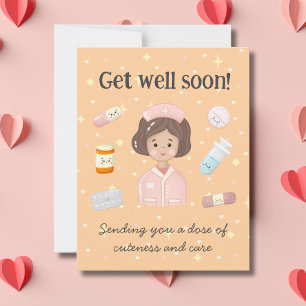 Niedlich Get Well bald Kawaii Medical Cartoon Mitteilungskarte