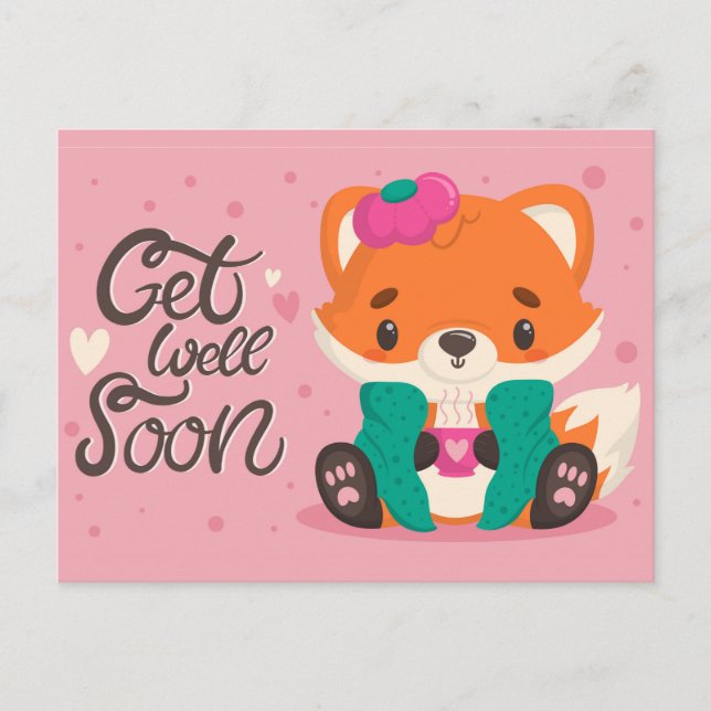 Niedlich Get Well bald Postcard Postkarte (Vorderseite)