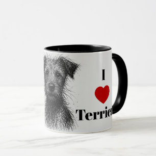 Niedlich gezeichnete Terrier. I Liebe Terriers Per Tasse