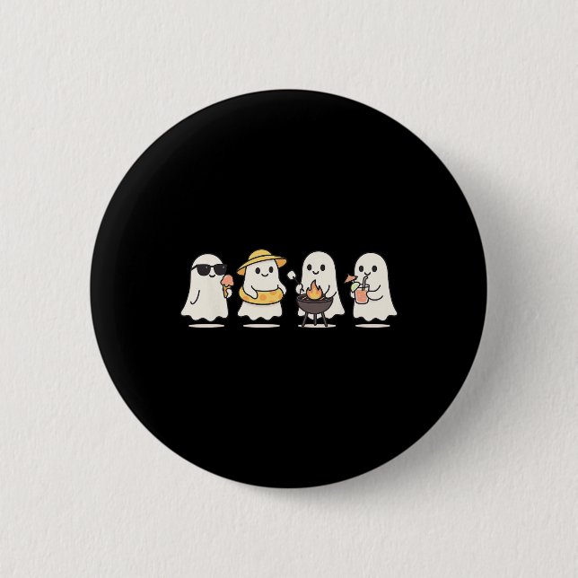 Niedlich Ghost Beach Urlaub SommerHalloween Grille Button (Vorderseite)