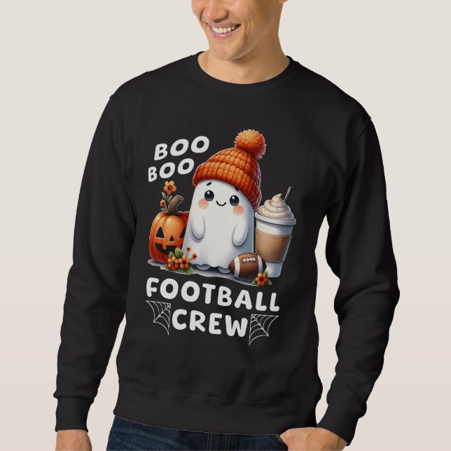 Niedlich Ghost Boo Boo Football Crew SonnenHallowe Sweatshirt (Vorderseite)