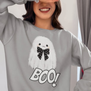 Niedlich Ghost Boo Furry Halloween Sweatshirt