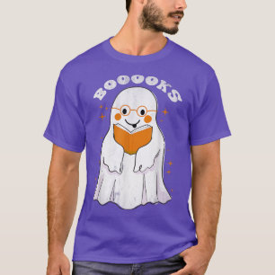 Niedlich Ghost Book Buoks Halloween Reading Teache T-Shirt