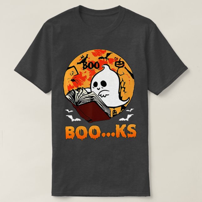 Niedlich Ghost Book Reading Halloween Teacher Top (Design vorne)
