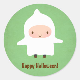 Niedlich Ghost Boy nicht so Beängstigend Halloween Runder Aufkleber