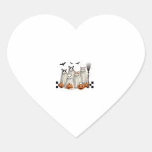 Niedlich Ghost Cat Funny Halloween Outfit Kostüme Herz-Aufkleber