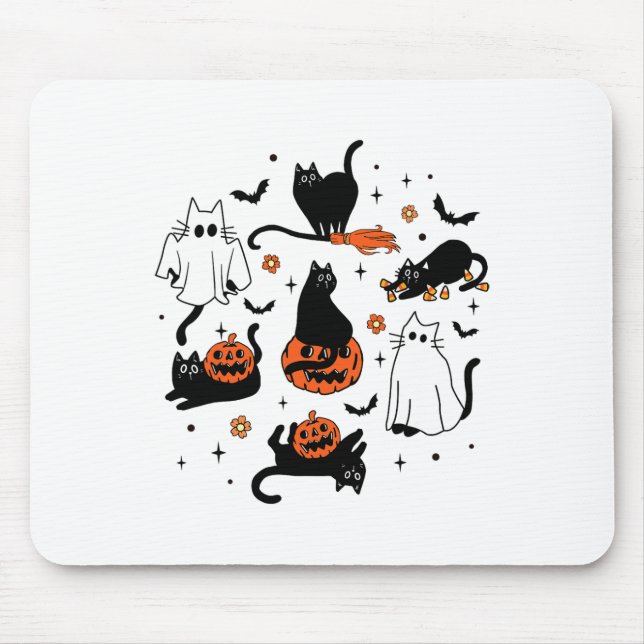 Niedlich Ghost Cat Funny Halloween Outfit Kostüme  Mousepad (Vorne)