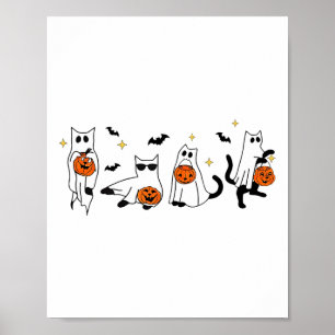 Niedlich Ghost Cat Funny Halloween Outfit Kostüme  Poster