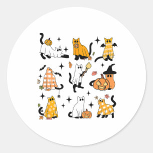 Niedlich Ghost Cat Funny Halloween Outfit Kostüme Runder Aufkleber
