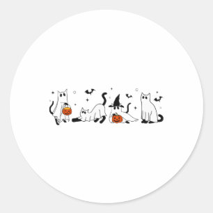 Niedlich Ghost Cat Funny Halloween Outfit Kostüme Runder Aufkleber
