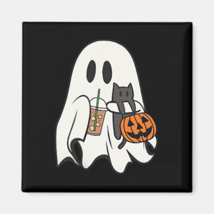 Niedlich Ghost Cat Iced Kaffee Spooky Jahreszeit H Magnet