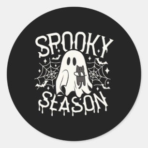 Niedlich Ghost Cat Spooky Jahreszeit Halloween Kos Runder Aufkleber