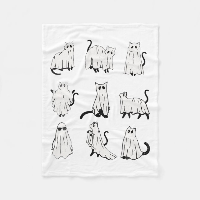 Niedlich Ghost Cat Weihnachtsstimmung Kostüme Fleecedecke (Vorderseite)