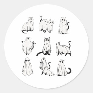 Niedlich Ghost Cat Weihnachtsstimmung Kostüme Runder Aufkleber