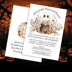 Niedlich Ghost Cauldron Herbst Blume Halloween-Par Einladung