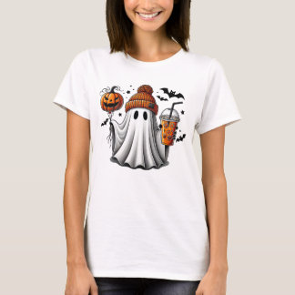 Niedlich Ghost Coffee Pumpkin Funny Halloween T-Shirt