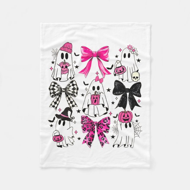 Niedlich Ghost Coquette Ästhetik Pink Bows Spooky  Fleecedecke (Vorderseite)