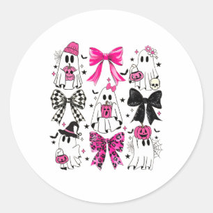 Niedlich Ghost Coquette Ästhetik Pink Bows Spooky Runder Aufkleber