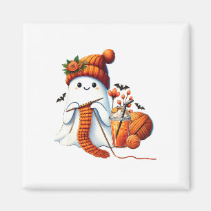 Niedlich Ghost Crochet Knitting Liebhaber Hallowee Magnet