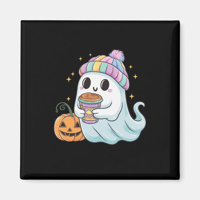 Niedlich Ghost Drink Kaffee Halloween Eiskaffee Wo Magnet (Vorne)