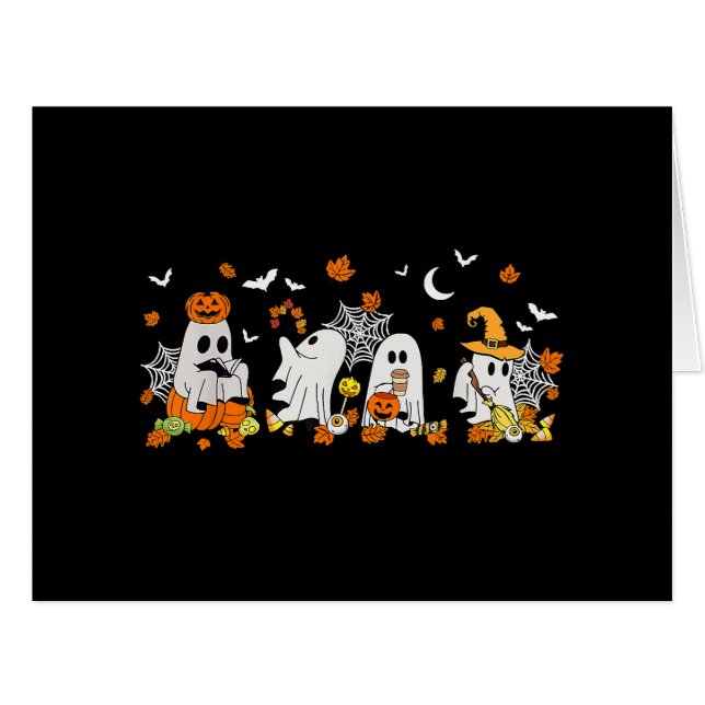 Niedlich Ghost Drink Kaffee Halloween Fall Ghost B (Vorderseite (Horizontal))