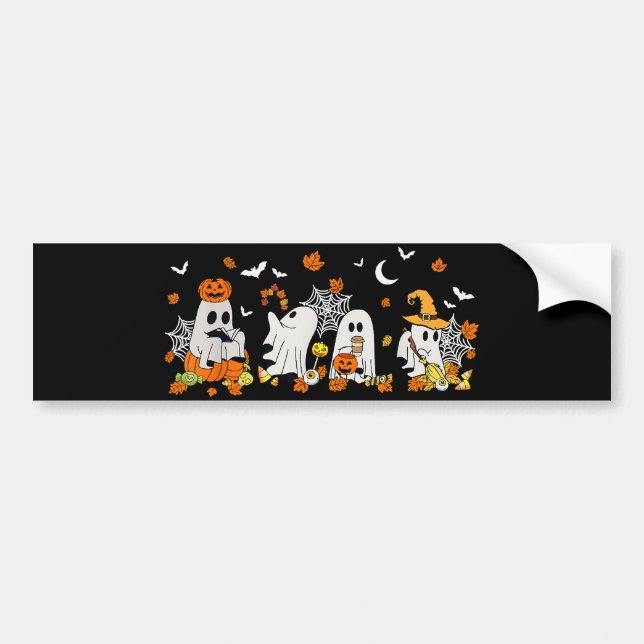 Niedlich Ghost Drink Kaffee Halloween Fall Ghost B Autoaufkleber (Vorne)